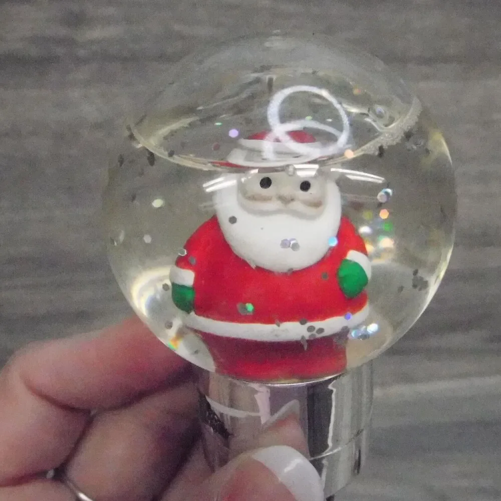 Christmas Santa Snow Globe Wine Bottle Topper Cork Savers Lighted Holiday Party